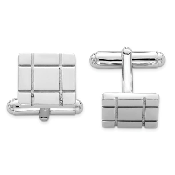 Jewel Tie Sterling Silver Cuff Links 14mm x 18mm Jewel Tie Sterling Silver Cuff Links 14mm x 18mm